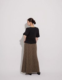 Leopard Print Flared Hem Maxi Skirt
