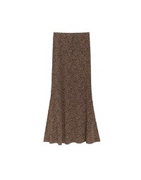 Leopard Print Flared Hem Maxi Skirt