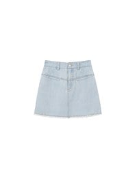 Metal Studded Distressed Hem Jeans Denim Mini Skirt