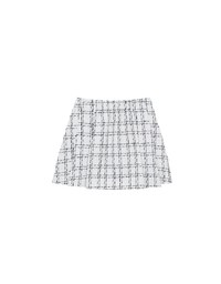 Tweed Style Checkered Mini Skirt with Side Buckle