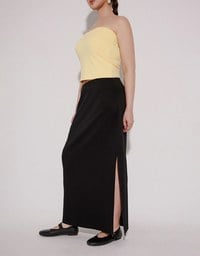 High Waist Jersey Maxi Skirt with Side Ruching
