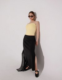 High Waist Jersey Maxi Skirt with Side Ruching