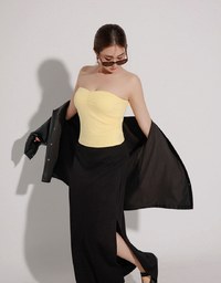 High Waist Jersey Maxi Skirt with Side Ruching