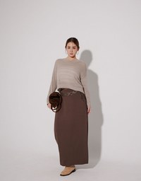 High Waist Jersey Maxi Skirt with Side Ruching