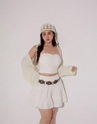 Tiered Ruffle Hem Elastic Waist Mini Skirt