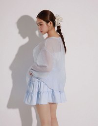Tiered Ruffle Hem Elastic Waist Mini Skirt