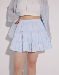 Tiered Ruffle Hem Elastic Waist Mini Skirt
