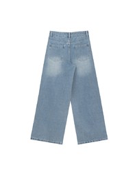 Mid Rise Vintage Washed Wide Leg Jeans Denim Pants