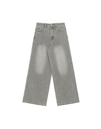 Mid Rise Vintage Washed Wide Leg Jeans Denim Pants