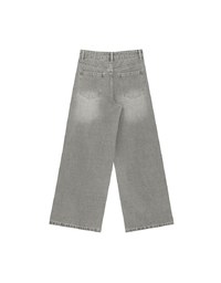Mid Rise Vintage Washed Wide Leg Jeans Denim Pants