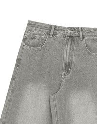 Mid Rise Vintage Washed Wide Leg Jeans Denim Pants