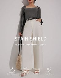 【Stain Resistant】Relaxed Fit High Waist Wide Leg Jeans Denim Pants