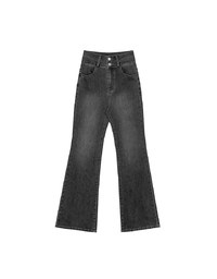 High Waist Double Button Flared Jeans Denim Pants