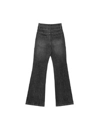 High Waist Double Button Flared Jeans Denim Pants