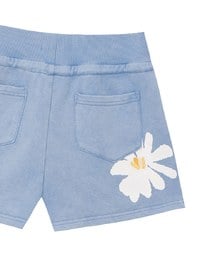 【DINOTAENG】Sweat Shorts With Daisy Graphic & Elastic Waistband