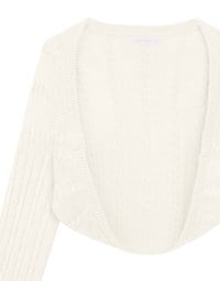 Cable Knit Long Sleeve Cropped Shrug Cardigan