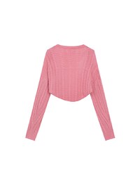 Cable Knit Long Sleeve Cropped Shrug Cardigan