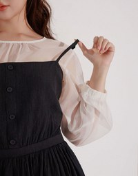 Spaghetti Strap A Line Button Down Jumpsuit