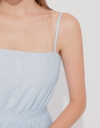 Spaghetti Strap A Line Button Down Jumpsuit