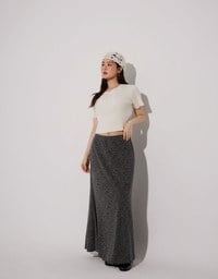Crop Ribbed Knit Top with AIR SPACE Logo Embroidered