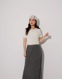 Crop Ribbed Knit Top with AIR SPACE Logo Embroidered