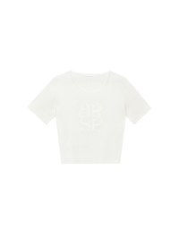 Crop Ribbed Knit Top with AIR SPACE Logo Embroidered