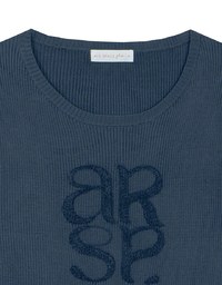 Crop Ribbed Knit Top with AIR SPACE Logo Embroidered