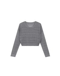 Sheer Striped Knit Relaxed Fit Long Sleeve Sweater