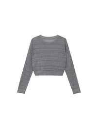 Sheer Striped Knit Relaxed Fit Long Sleeve Sweater