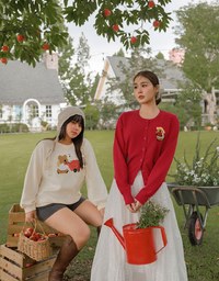 【DINOTAENG】Embroidered Button-Down Knit Cardigan