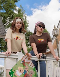 【DINOTAENG】Graphic Short Sleeve Knit Crop Top