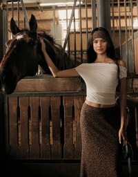 Off Shoulder Studded Detail Crop Fitted Top