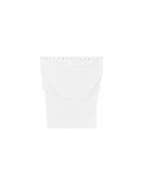 Off Shoulder Studded Detail Crop Fitted Top