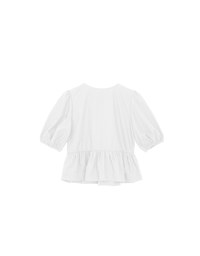 Puff Sleeve Bow Tie Peplum Hem Crop Top