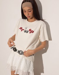 Cherry Graphic Logo Print Short Sleeve Tee