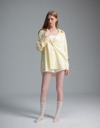 【Stain Resistant】Oversized Pocket Detail Button Down Shirt Blouse