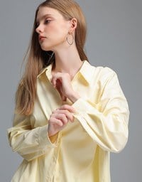【Stain Resistant】Oversized Pocket Detail Button Down Shirt Blouse