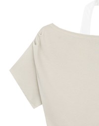 Faux 2 Piece Off Shoulder Contrast Hem Knit Crop Top
