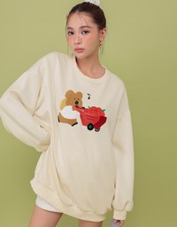 【DINOTAENG】Fluffy Embroidery Graphic Sweatshirt
