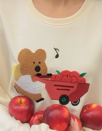 【DINOTAENG】Fluffy Embroidery Graphic Sweatshirt