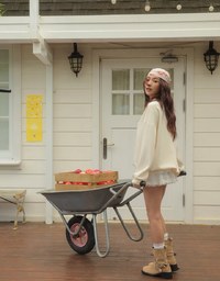 【DINOTAENG】Fluffy Embroidery Graphic Sweatshirt