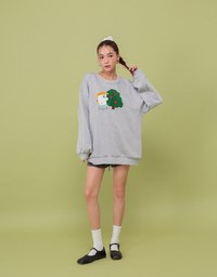 【DINOTAENG】Fluffy Embroidery Graphic Sweatshirt
