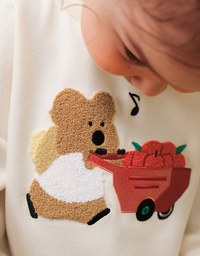 【DINOTAENG】 Fluffy Embroidery Graphic Sweatshirt ( Kids)