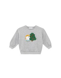 【DINOTAENG】 Fluffy Embroidery Graphic Sweatshirt ( Kids)