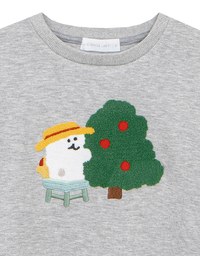 【DINOTAENG】 Fluffy Embroidery Graphic Sweatshirt ( Kids)