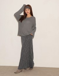 Leopard Print Flared Hem Maxi Skirt