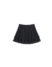 Layered Lace Tiered Hem Flared Mini Skirt