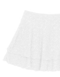 Layered Lace Tiered Hem Flared Mini Skirt