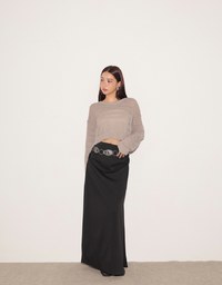High Waist Jersey Maxi Skirt with Side Ruching