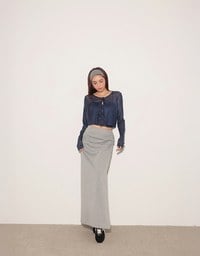 High Waist Jersey Maxi Skirt with Side Ruching